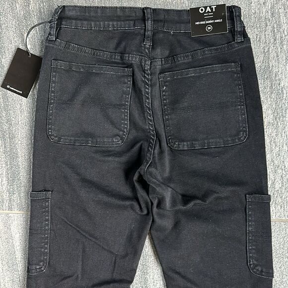 NWT Oat New York Mid-Rise Skinny Ankle Stretch Carpenter Jeans in Black Size 26 - Picture 8 of 16